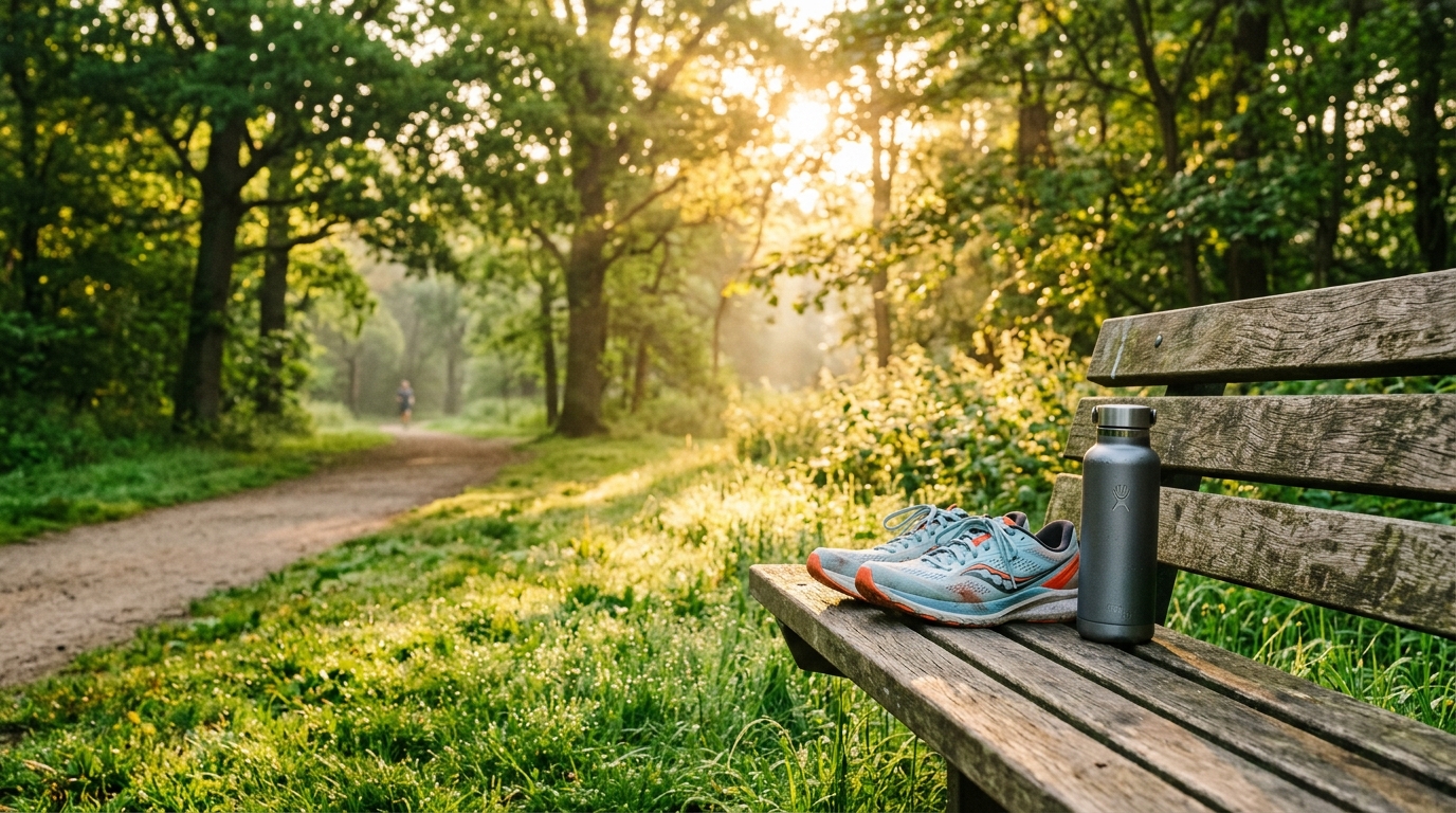 Утринна разходка в парк с естествена светлина